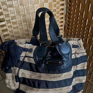 Juicy Couture Straw & Black Ribbon Tote Bag Y2K